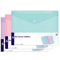 IG Design A4 Carry Folders Pastel - Pack 4 - STX-329241 