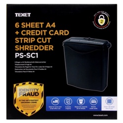 Texet 6 Sheet A4 & Credit Card Shredder - Strip Cut - STX-330371 