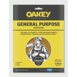 Oakey General Purpose Sandpaper 5 Pack - Medium 280 x 230mm - STX-335854 