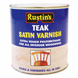 Rustins Polyurethane Satin Varnish 1L - Teak - STX-338862 