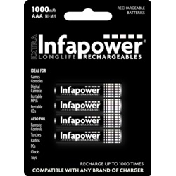 Infapower AAA 1000mah Nimh Rechargeable Batteries - Pack 4 - STX-340911 