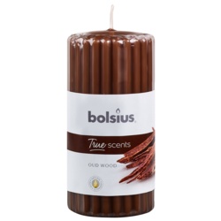 Bolsius Ribbed Pillar Candle - Oud Wood - STX-343155 