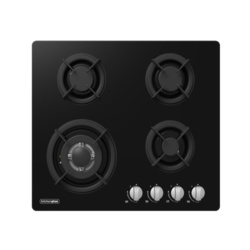 Kitchenplus Gas Burners On Black Glass Hob - 4 Burner - 600mm - STX-344091 