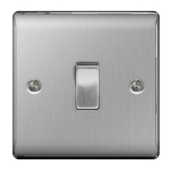BG Brushed Steel 10ax Plate Switch 2 Way - 1 Gang - STX-346031 