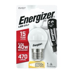 Energizer E27 Warm White Blister Pack Golf - 5.9w - STX-346124 