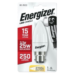 Energizer LED Candle 250lm B22 Warm White BC - 3.4w - STX-348053 