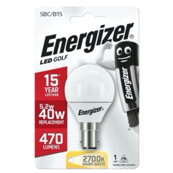 Energizer LED Golf Ball Lamp 470 Lumens Warm White - 5.9w SBC Fitting - STX-348055 