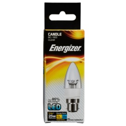 Energizer LED Candle 250lm B22 Clear Warm White BC - 3.4w - STX-348056 