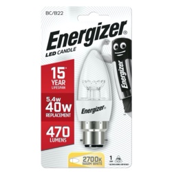 Energizer LED Candle 470lm Warm White BC B22 - 5.9w - STX-348062 