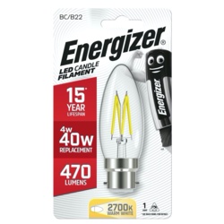 Energizer Filament LED 470lm B22 Warm White BC - 4w - STX-348087 