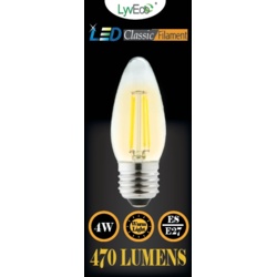Lyveco ES Clear LED 4 Filament 470 Lumens Candle 2700K - 4 Watt - STX-355245 