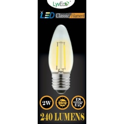 Lyveco ES Clear LED 2 Filament 240 Lumens Candle 2700K - 4 Watt - STX-355249 