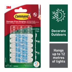 Command Indoor Outdoor Decorating Clips - 20 Clips, 24 Water resistant strips - STX-356622 