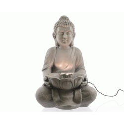 Kaemingk LED Grecian Buddha Fountain - 29x28x42.5 Grey - STX-357251 