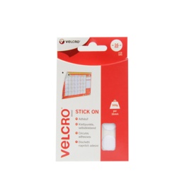 VELCRO® Brand Stick On Coins - 16mm x 16 Sets White - STX-358028 