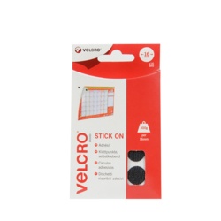 VELCRO® Brand Stick On Coins - 16mm x 16 Sets Black - STX-358165 