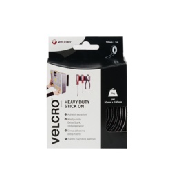 VELCRO® Brand Heavy Duty Stick On Tape - 50mm x 1m Black - STX-358976 