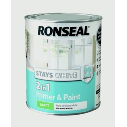 Ronseal Stays White 2in1 Primer & Paint - White Matt 750ml - STX-359209 