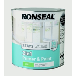 Ronseal Stays White 2in1 Primer & Paint - White Matt 2.5L - STX-359210 