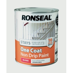 Ronseal Stays White One Coat Non Drip Paint - White Gloss 750ml - STX-359211 