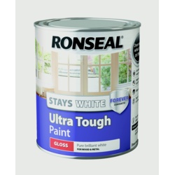 Ronseal Stays White Ultra Tough Paint - White Gloss 750ml - STX-359218 