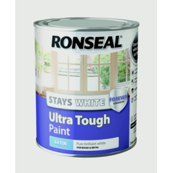 Ronseal Stays White Ultra Tough Paint - White Satin 750ml - STX-359220 