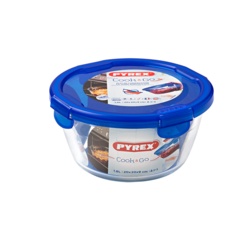 Pyrex Cook & Go Glass Round Dish with Lid - 1.6L - STX-359349 