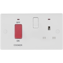Nexus White Round Edge Cooker Control Unit - 45a with 13a Socket & LED - STX-362403 