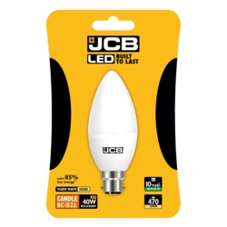 JCB LED Candle 470lm Opal 6w - B22 2700k - STX-363028 