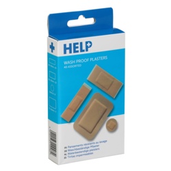 HELP Washproof Plasters Assorted - Pack 40 - STX-365303 