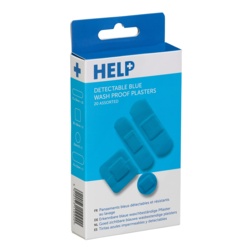 HELP Sterile Blue Waterproof Plasters - Pack 20 - STX-365306 