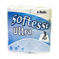 Softesse 3 Ply Ultra White Toilet Rolls - 4 Pack - STX-365876 