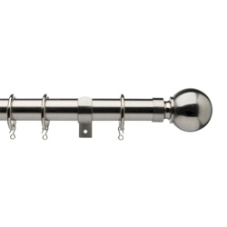 Universal Universal 16/19mm extendable ball finial metal pole set in satin steel - 120-200cm - STX-370543 