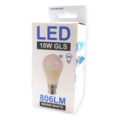 Lyveco 10 Watt LED GLS Lamp BC - 806 Lumens Warm White - STX-374032 