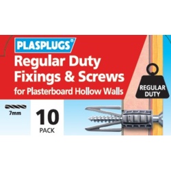 Plasplug Regular Duty Fixings & Screws - Pack 10 - STX-374634 