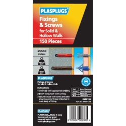 Plasplug Hollow/Solid Walls Fix & Screws - Pack 150 - STX-374638 