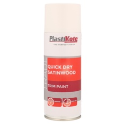 PlastiKote Quick Dry Satinwood 400ml - White - STX-376438 