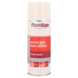 PlastiKote Quick Dry High Spray 400ml - White Gloss - STX-376439 
