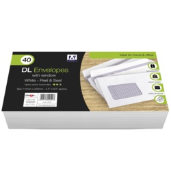 Anker DL Peel & Seal Envelopes With Window - Pack 40 White - STX-377773 