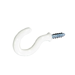 Securit Cup Hooks Plastic Covered White (5) - 25mm - STX-392836 