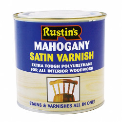 Rustins Polyurethane Satin Varnish 250ml - Mahogany - STX-409669 