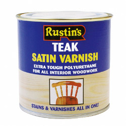 Rustins Polyurethane Satin Varnish 250ml - Teak - STX-409790 