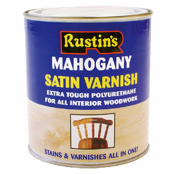Rustins Polyurethane Satin Varnish 500ml - Mahogany - STX-414449 