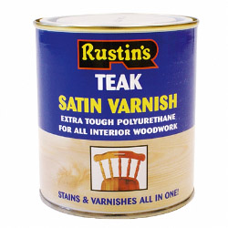 Rustins Polyurethane Satin Varnish 500ml - Teak - STX-414613 