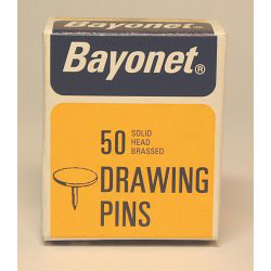 Bayonet 50 Drawing Pins, Solid Head Brassed - 10mm - STX-429924 