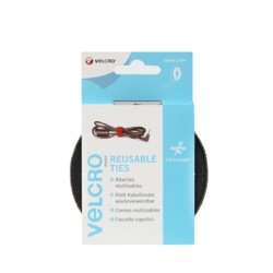 VELCRO® Brand Reuseable Ties- Cut to Length - 10mm x 5m Black - STX-446429 