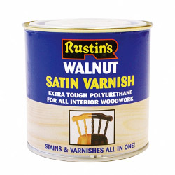 Rustins Polyurethane Satin Varnish 250ml - Walnut - STX-451924 