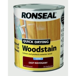 Ronseal Quick Drying Woodstain Satin 750ml - Deep Mahogany - STX-464783 