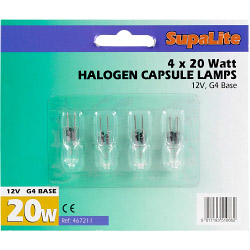SupaLite Halogen Capsule Lamp - G4 20w 12v 4 Pack - STX-467211 
