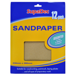 SupaDec General Purpose Sandpaper - Pack 12 Assorted - STX-468198 